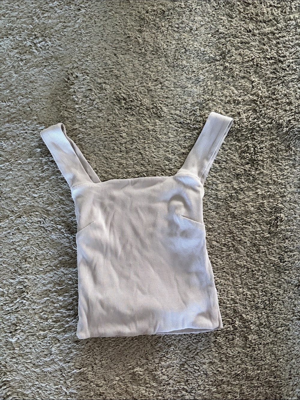 Ribbed Square-Neck Tank Top with an open back in Pale Lavender